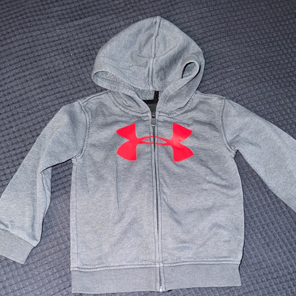 4T boys Under Armour Gray Hoodie with Red Logo